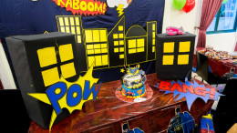 superhero kids party singapore 3D backdrop superhero birthday party kids birthday party singapore