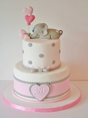 newborn girl fondant cake