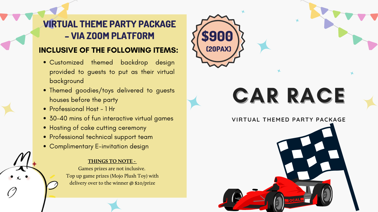 22 Virtual car Race theme party