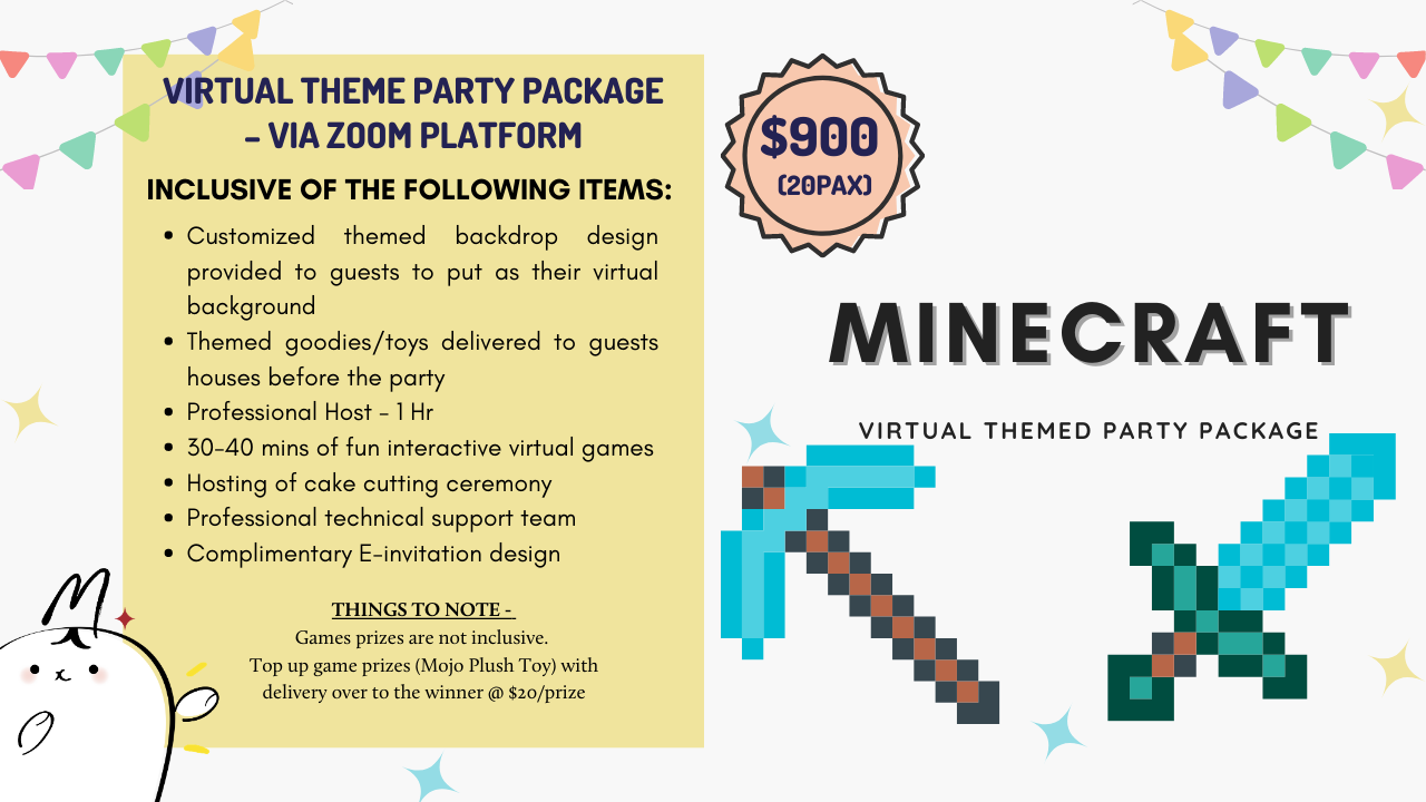 Minecraft Inspired Virtual Theme Party Minecraft Inspired Virtual Theme Party