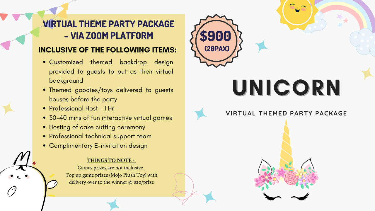 Unicorn Virtual Theme Party Unicorn Virtual Theme Party