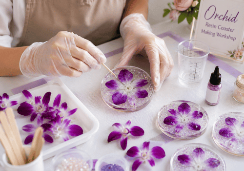 Orchid Resin Coaster