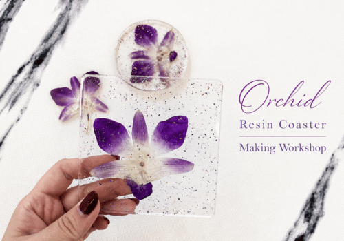Orchid Resin Coaster