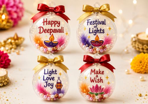 diwali wish bauble Deepvali Shrink Art Keychain