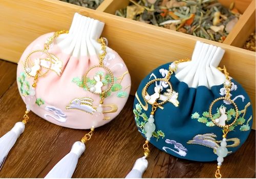 chinese perfume sachet Moonlit Fan Marbling